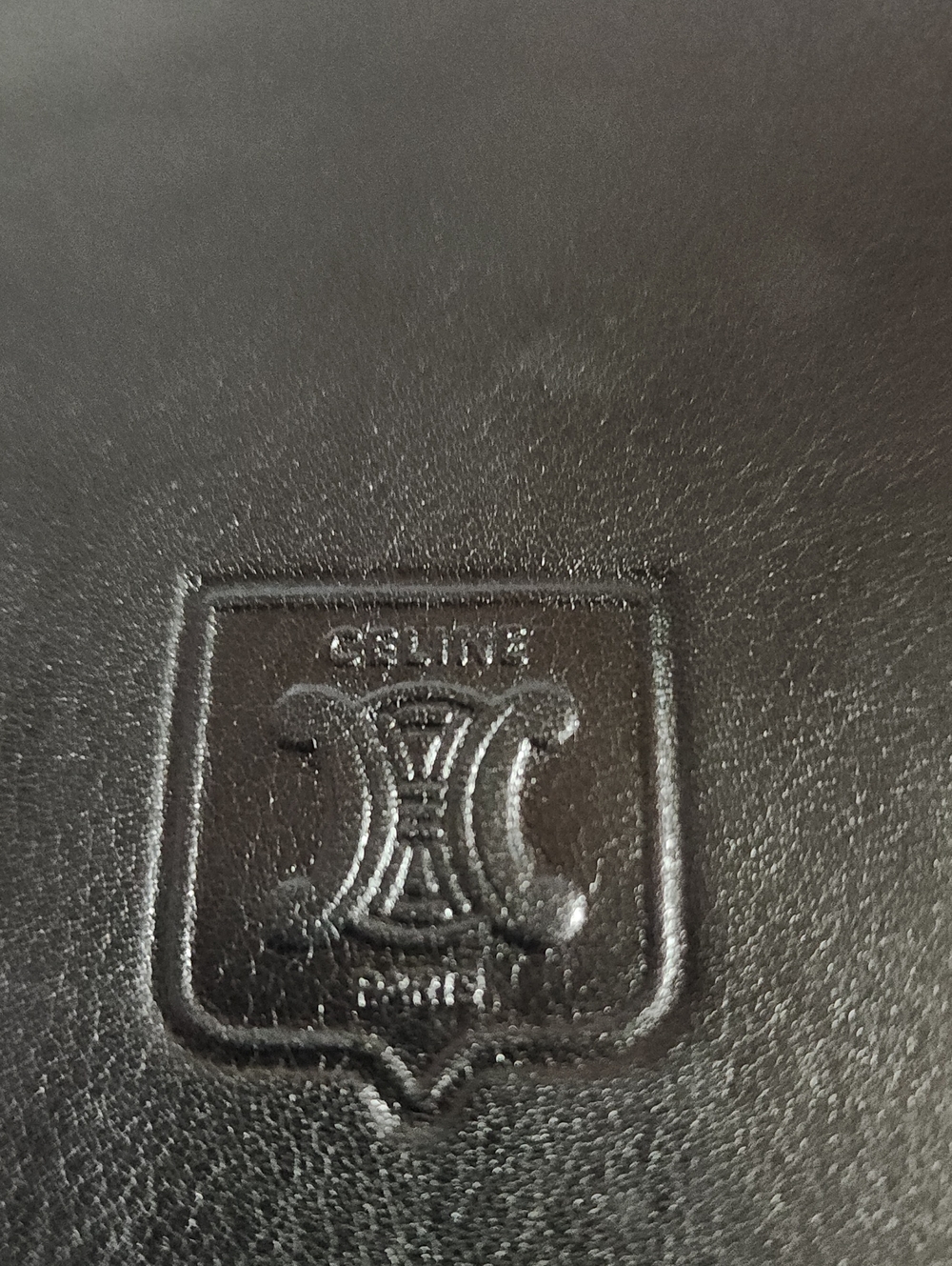Celine Black Leather Bifold Wallet with Embossed Crest Euc - Picture 2 of 15